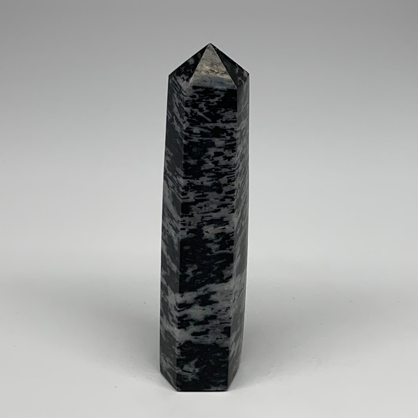 414.4g, 6.7" x 1.6" x 1.4" Indigo Gabro Merlinite Point Tower @Madagascar,B18317