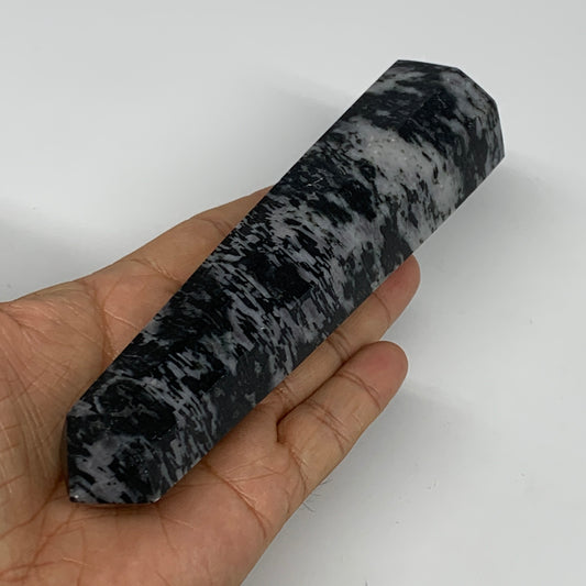 329.9g, 6.4" x 1.5" x 1.4" Indigo Gabro Merlinite Point Tower @Madagascar,B18318