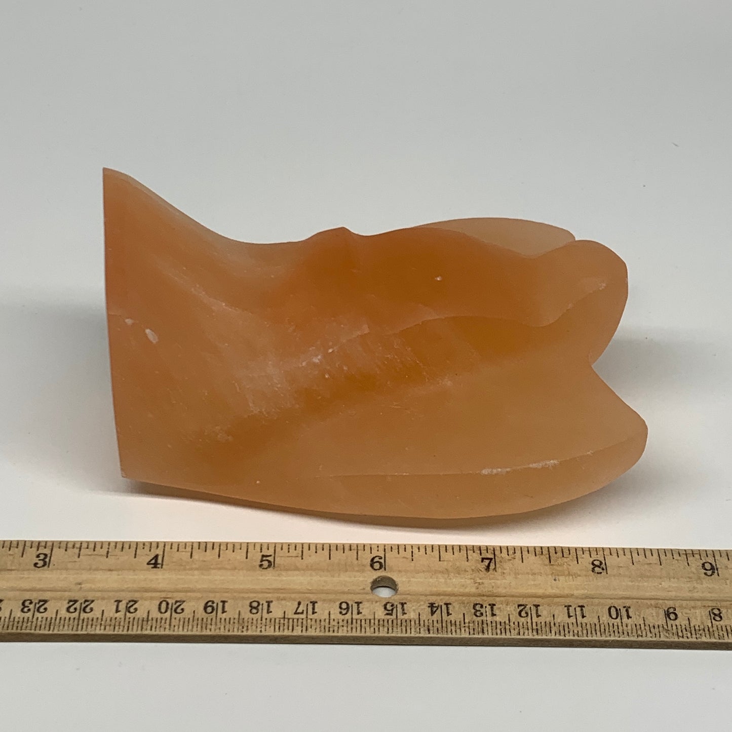 702g, 4.8"x3.5"x2.6" Orange Selenite (Satin Spar) Angel Crystal @Morocco,B9406