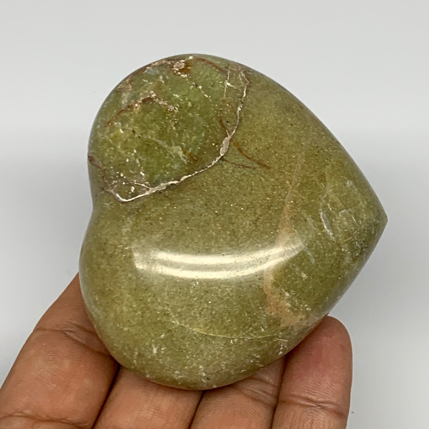 167.2g,2.5"x2.9"x1.4", Green Opal Heart Polished Gemstone @Madagascar, B17581