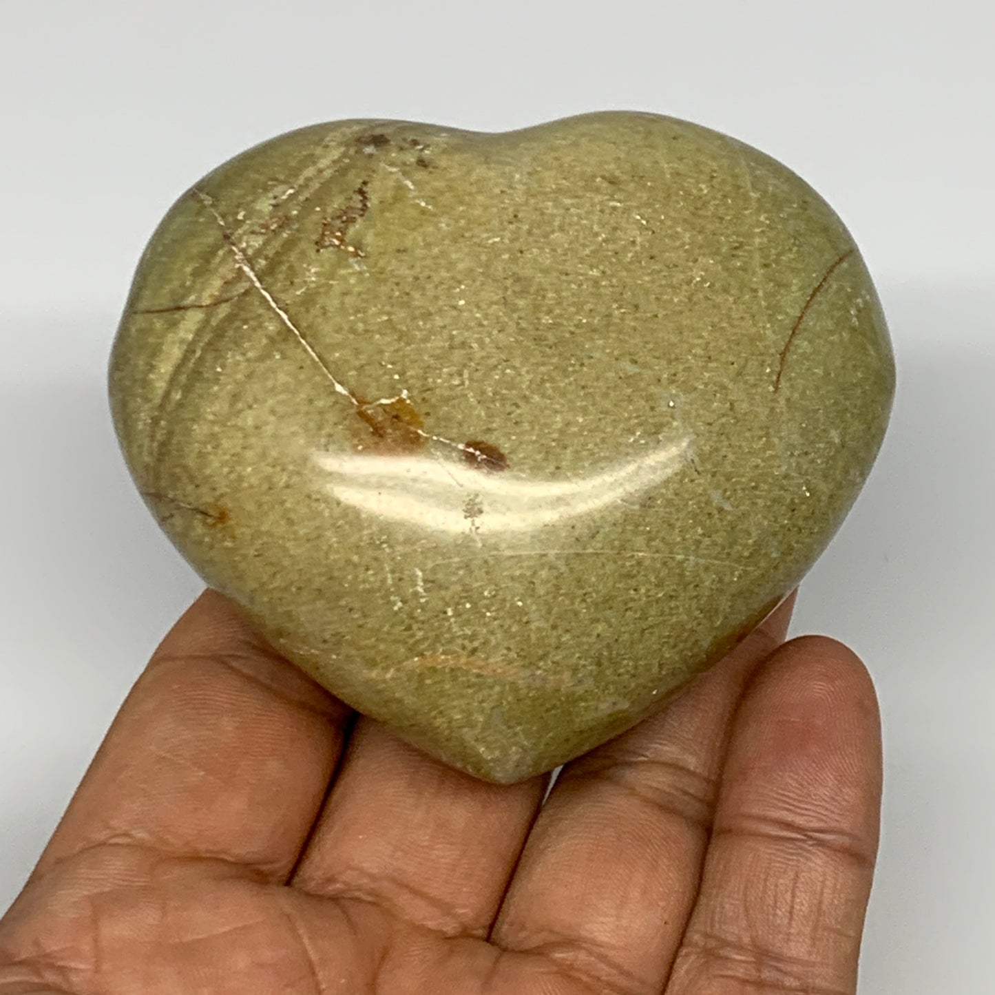 167.2g,2.5"x2.9"x1.4", Green Opal Heart Polished Gemstone @Madagascar, B17581