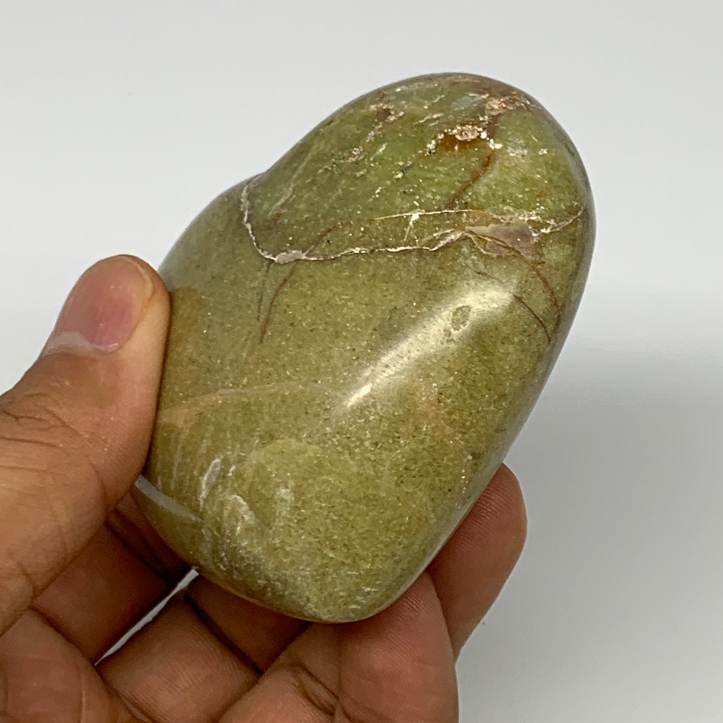 167.2g,2.5"x2.9"x1.4", Green Opal Heart Polished Gemstone @Madagascar, B17581