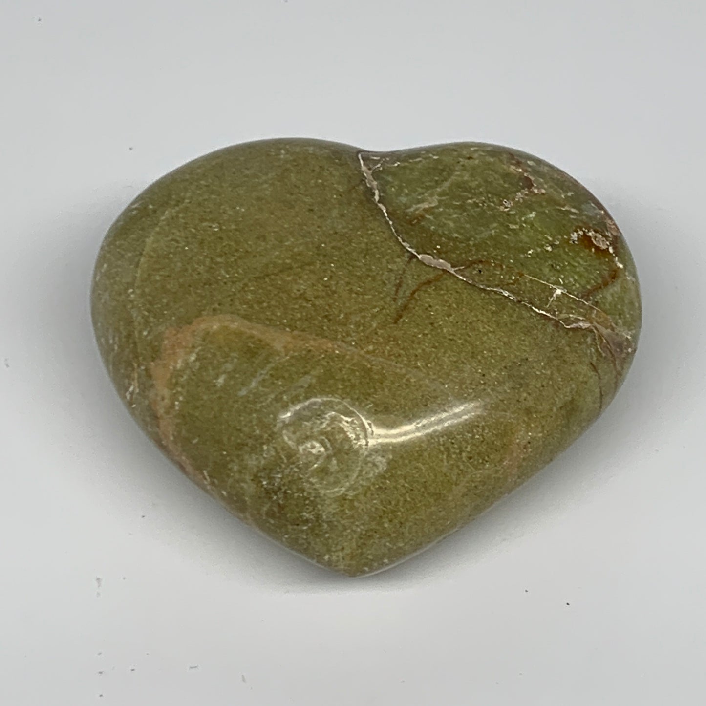 167.2g,2.5"x2.9"x1.4", Green Opal Heart Polished Gemstone @Madagascar, B17581