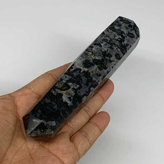 268.5g, 6.2" x 1.3" x 1.1" Indigo Gabro Merlinite Point Tower @Madagascar,B18319
