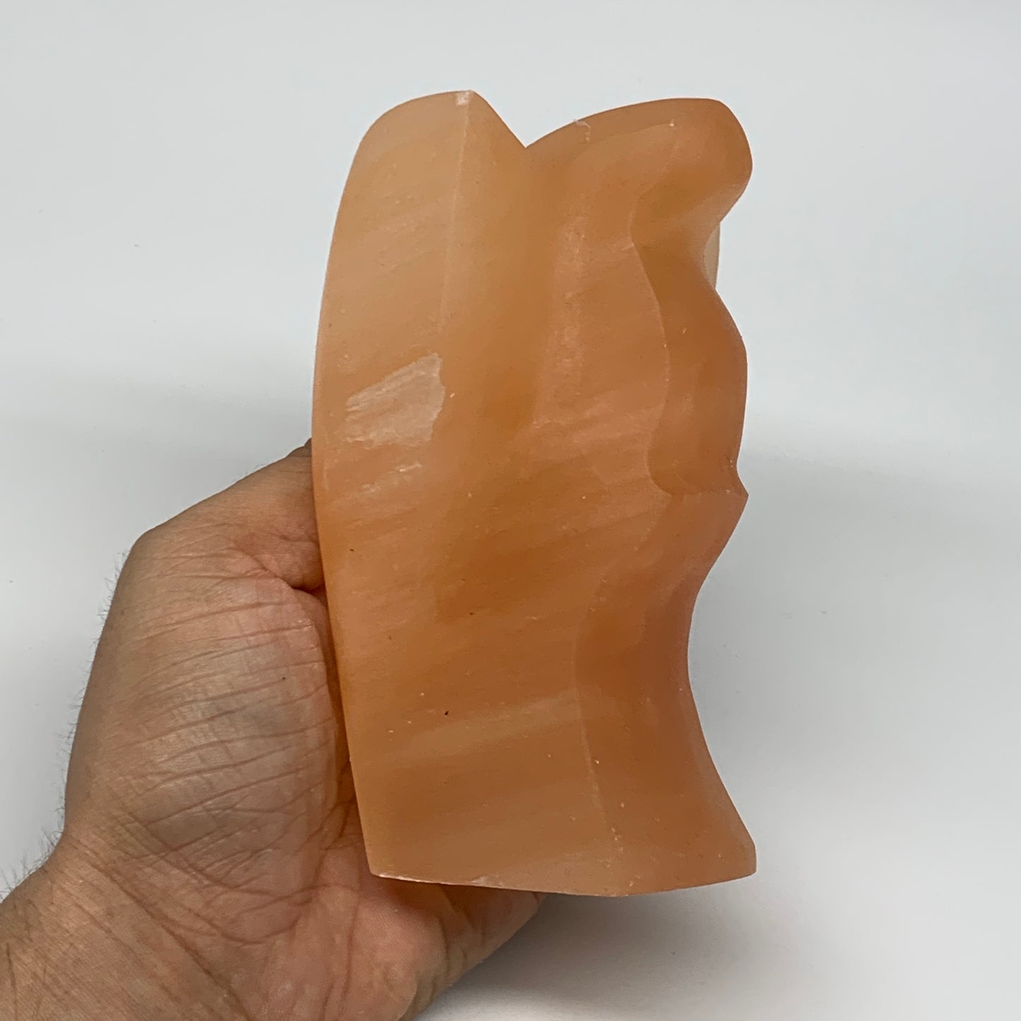 708g, 4.9"x3.2"x2.4" Orange Selenite (Satin Spar) Angel Crystal @Morocco,B9408