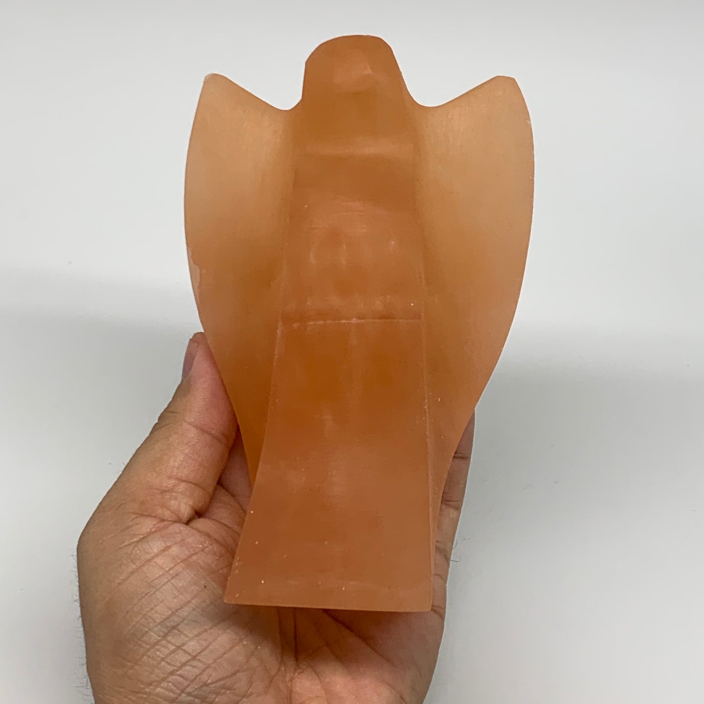 708g, 4.9"x3.2"x2.4" Orange Selenite (Satin Spar) Angel Crystal @Morocco,B9408