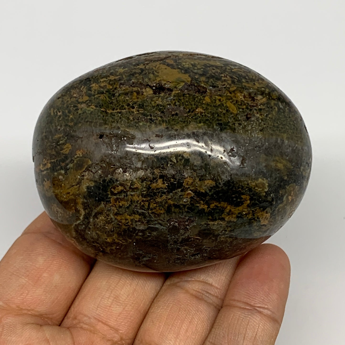 211.3g, 2.6"x2"x1.8" Ocean Jasper Palm-Stone Orbicular Jasper Reiki Energy,B1520