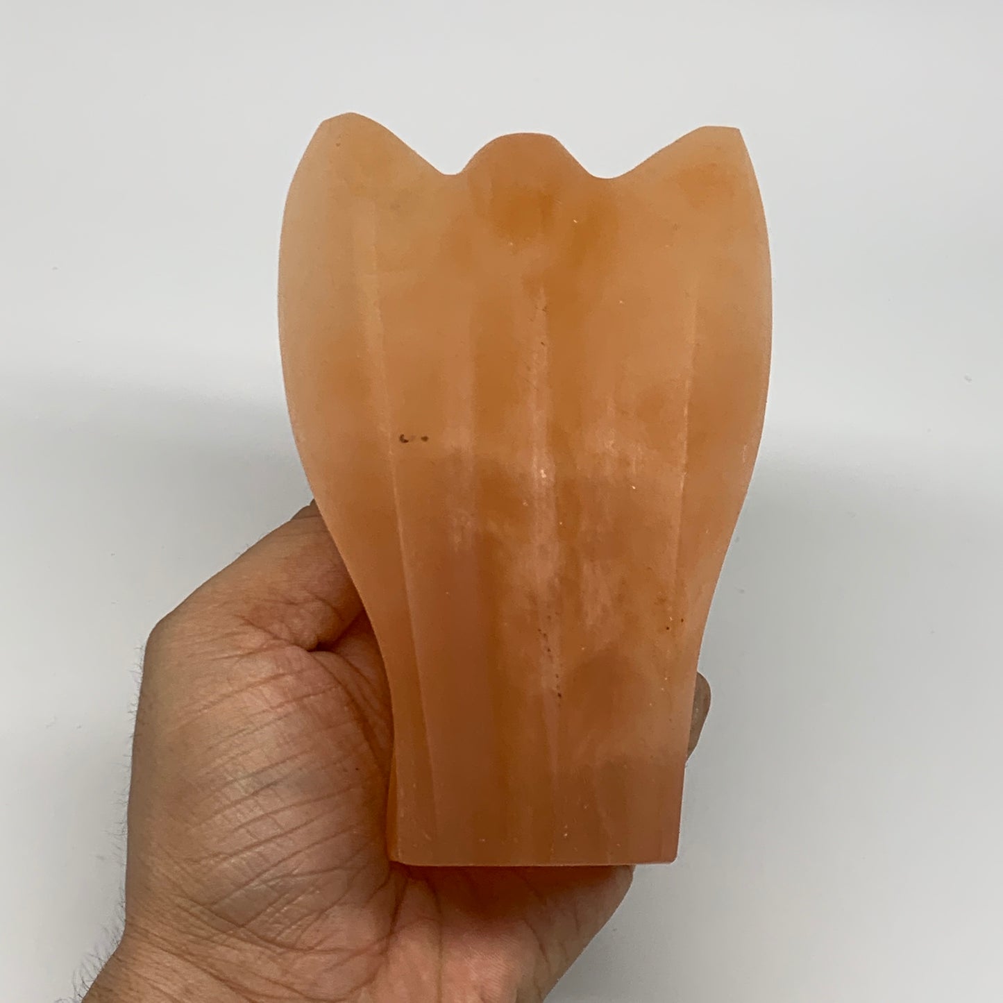 708g, 4.9"x3.2"x2.4" Orange Selenite (Satin Spar) Angel Crystal @Morocco,B9408
