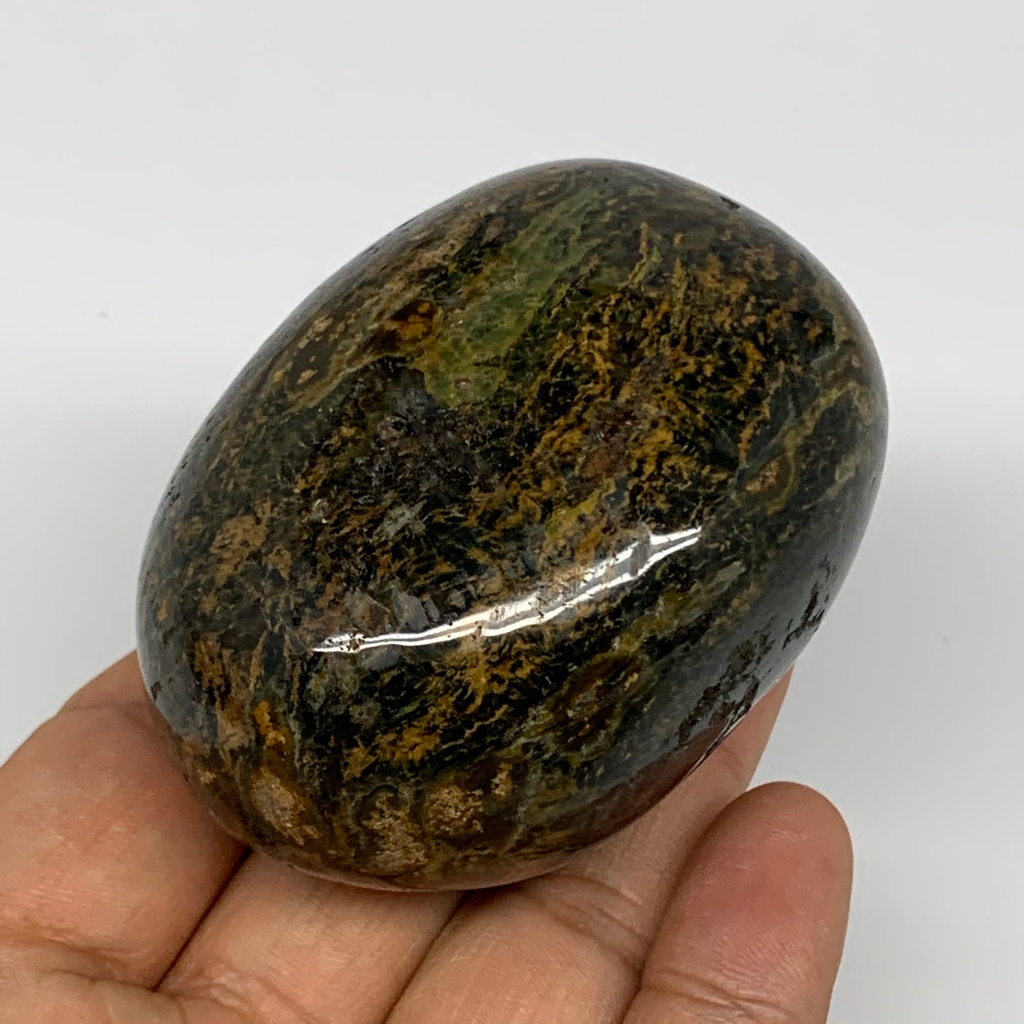 211.3g, 2.6"x2"x1.8" Ocean Jasper Palm-Stone Orbicular Jasper Reiki Energy,B1520