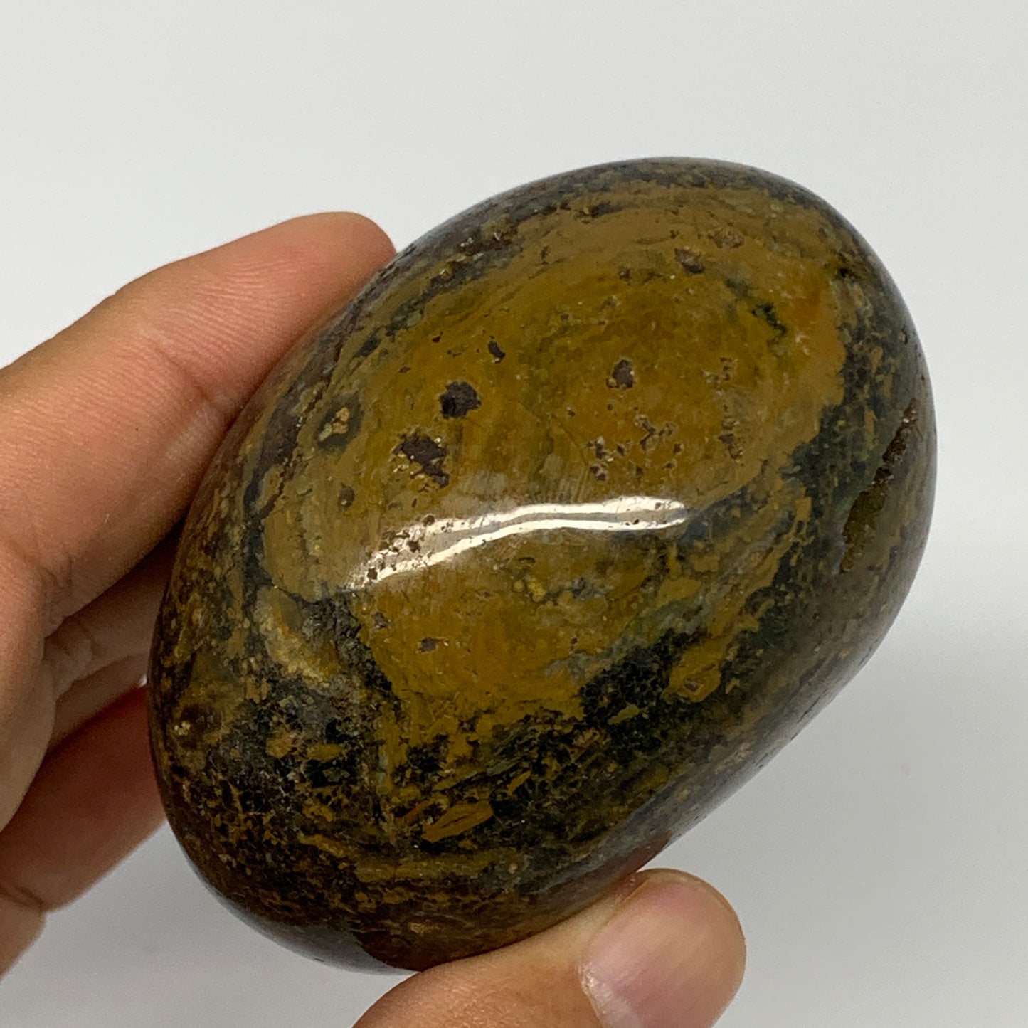 211.3g, 2.6"x2"x1.8" Ocean Jasper Palm-Stone Orbicular Jasper Reiki Energy,B1520