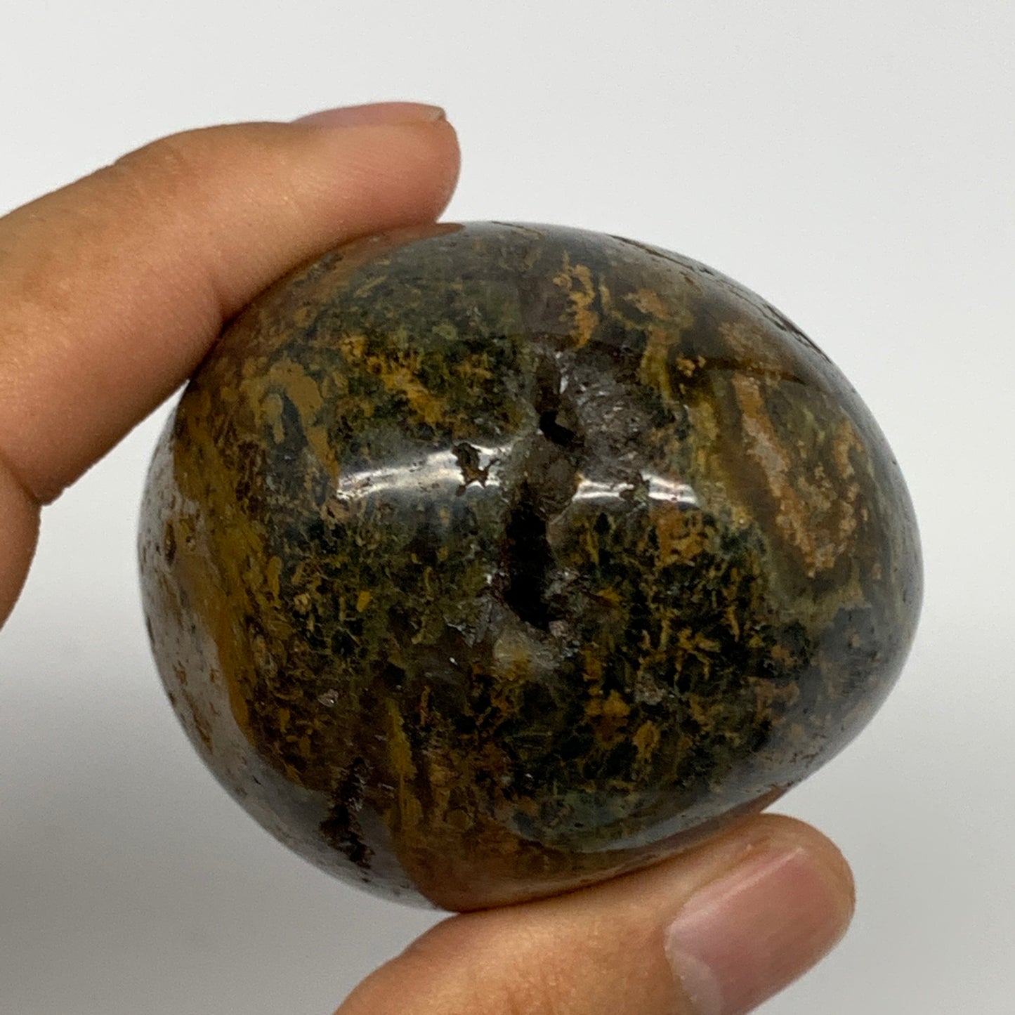 211.3g, 2.6"x2"x1.8" Ocean Jasper Palm-Stone Orbicular Jasper Reiki Energy,B1520