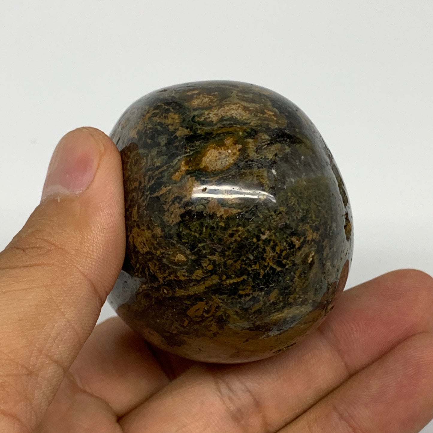 211.3g, 2.6"x2"x1.8" Ocean Jasper Palm-Stone Orbicular Jasper Reiki Energy,B1520