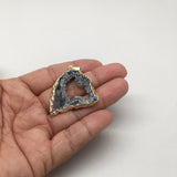 35 Cts Agate Druzy Slice Geode Gold Plated Pendant Handmade from Brazil,Bp859