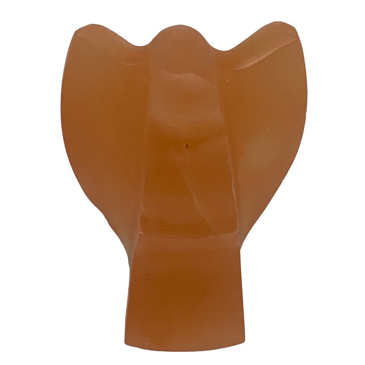 606g, 4.5"x3.3"x2.3" Orange Selenite (Satin Spar) Angel Crystal @Morocco,B9411