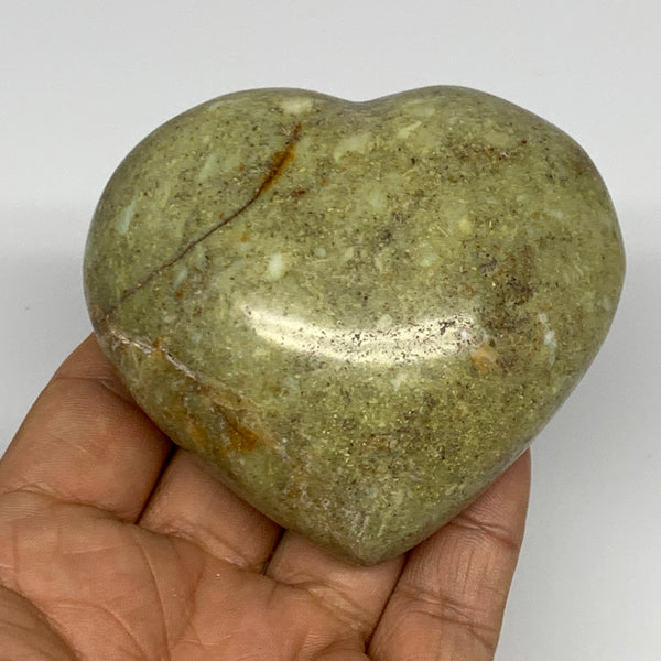 199.4g,2.6"x3"x1.5", Green Opal Heart Polished Gemstone @Madagascar, B17585