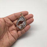 44 Cts Agate Druzy Slice Geode Gold Plated Pendant Handmade from Brazil,Bp862 - watangem.com