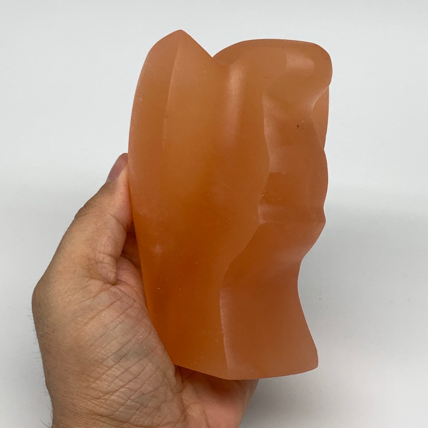 606g, 4.5"x3.3"x2.3" Orange Selenite (Satin Spar) Angel Crystal @Morocco,B9411