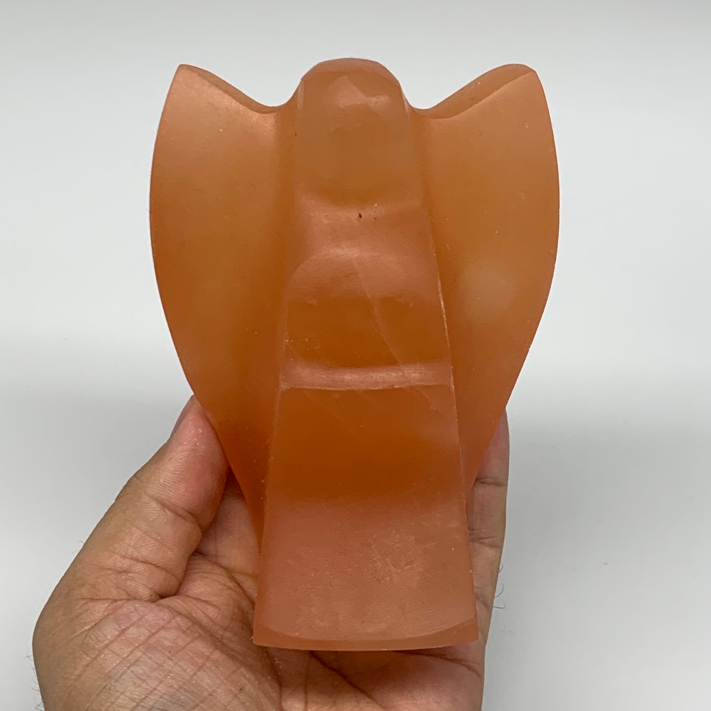 606g, 4.5"x3.3"x2.3" Orange Selenite (Satin Spar) Angel Crystal @Morocco,B9411