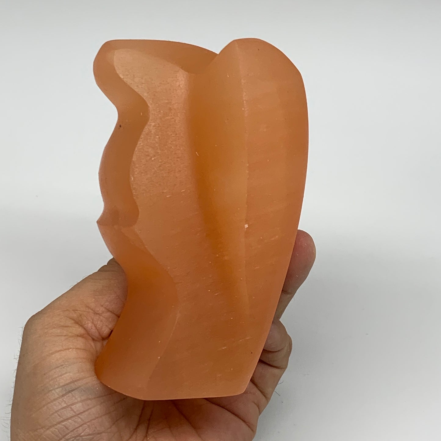 606g, 4.5"x3.3"x2.3" Orange Selenite (Satin Spar) Angel Crystal @Morocco,B9411