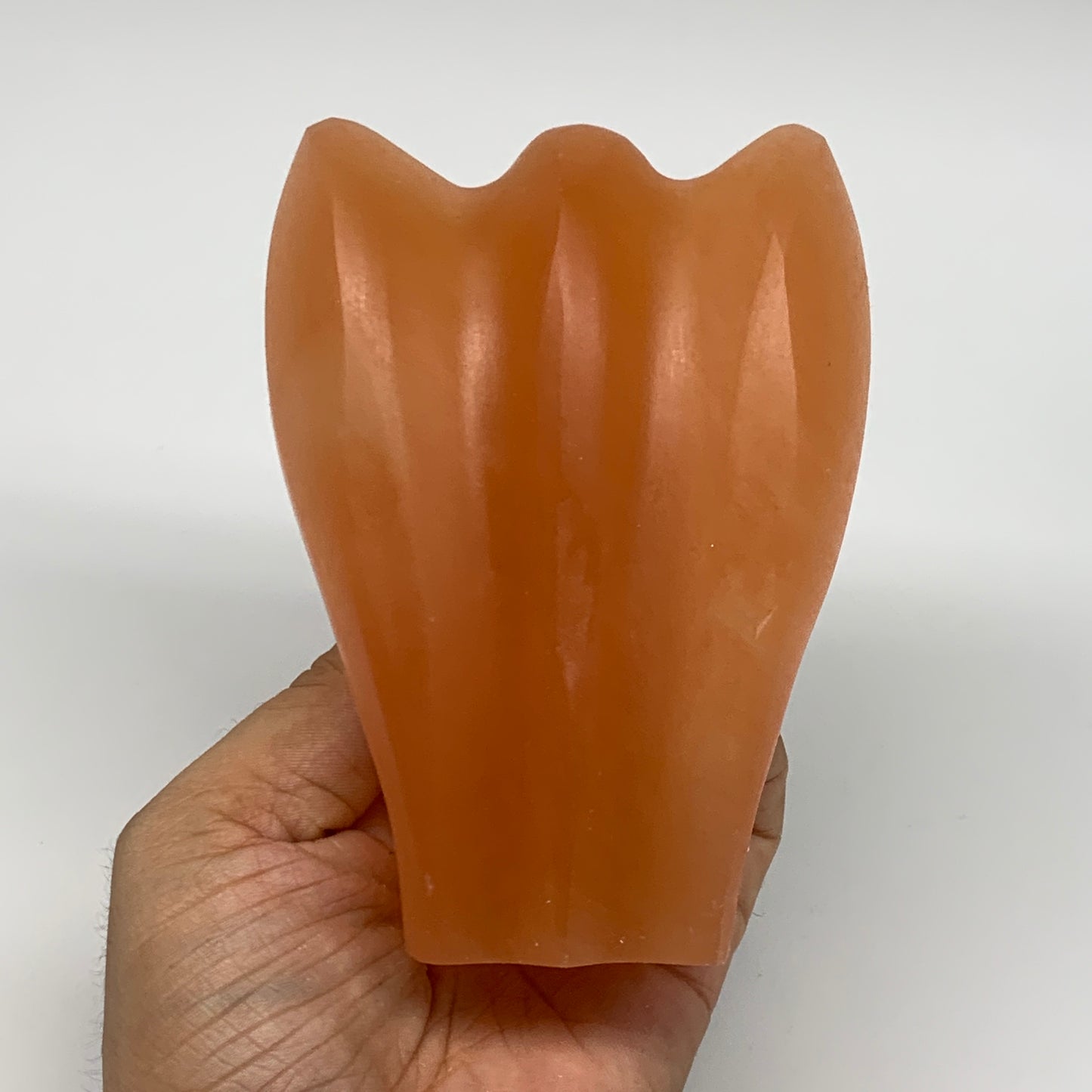 606g, 4.5"x3.3"x2.3" Orange Selenite (Satin Spar) Angel Crystal @Morocco,B9411