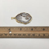 44 Cts Agate Druzy Slice Geode Gold Plated Pendant Handmade from Brazil,Bp862 - watangem.com