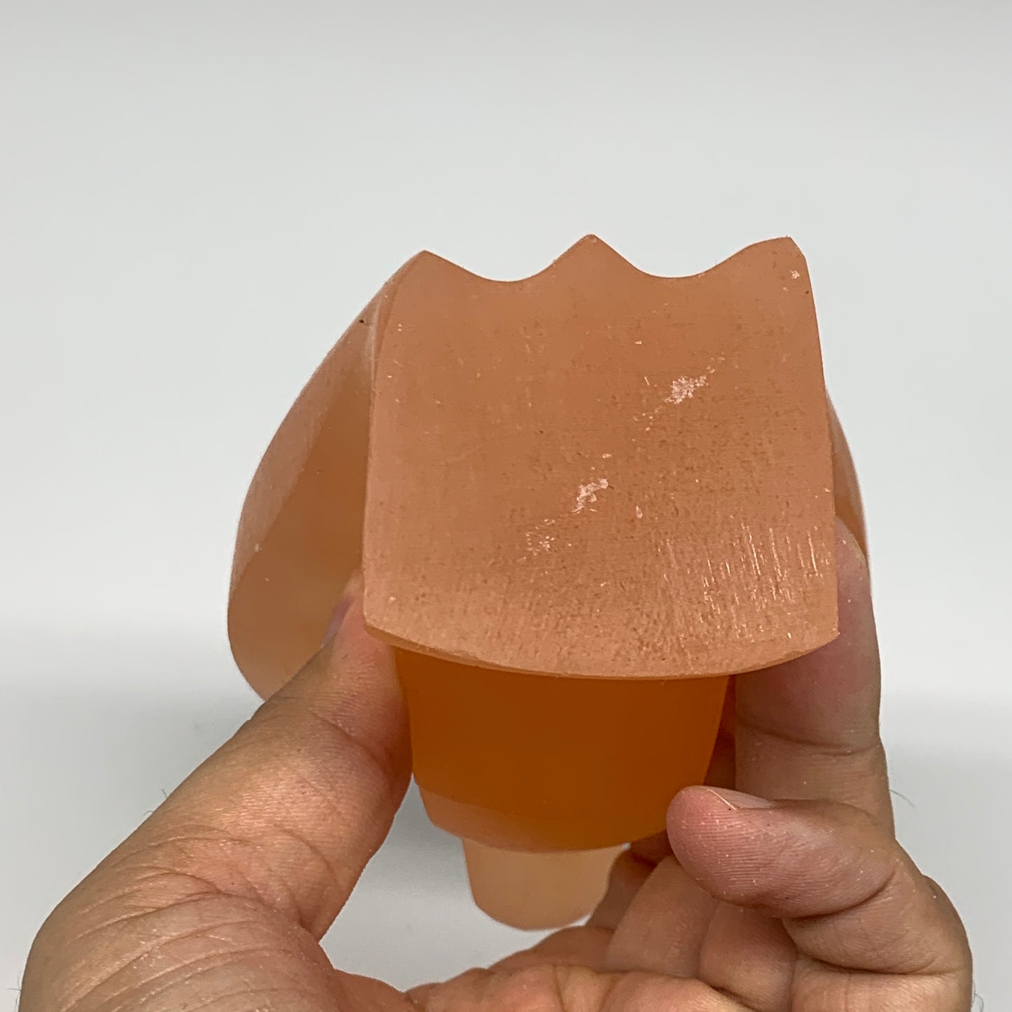 606g, 4.5"x3.3"x2.3" Orange Selenite (Satin Spar) Angel Crystal @Morocco,B9411