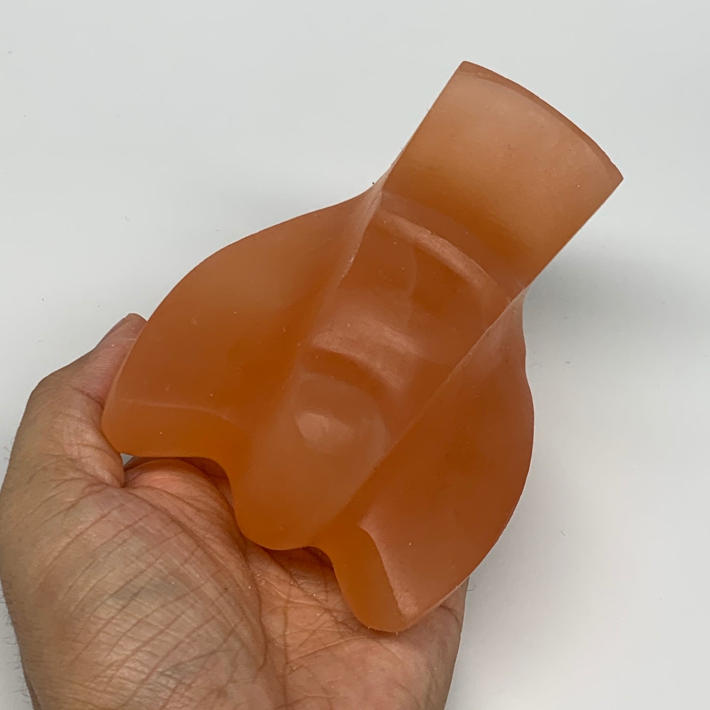 606g, 4.5"x3.3"x2.3" Orange Selenite (Satin Spar) Angel Crystal @Morocco,B9411