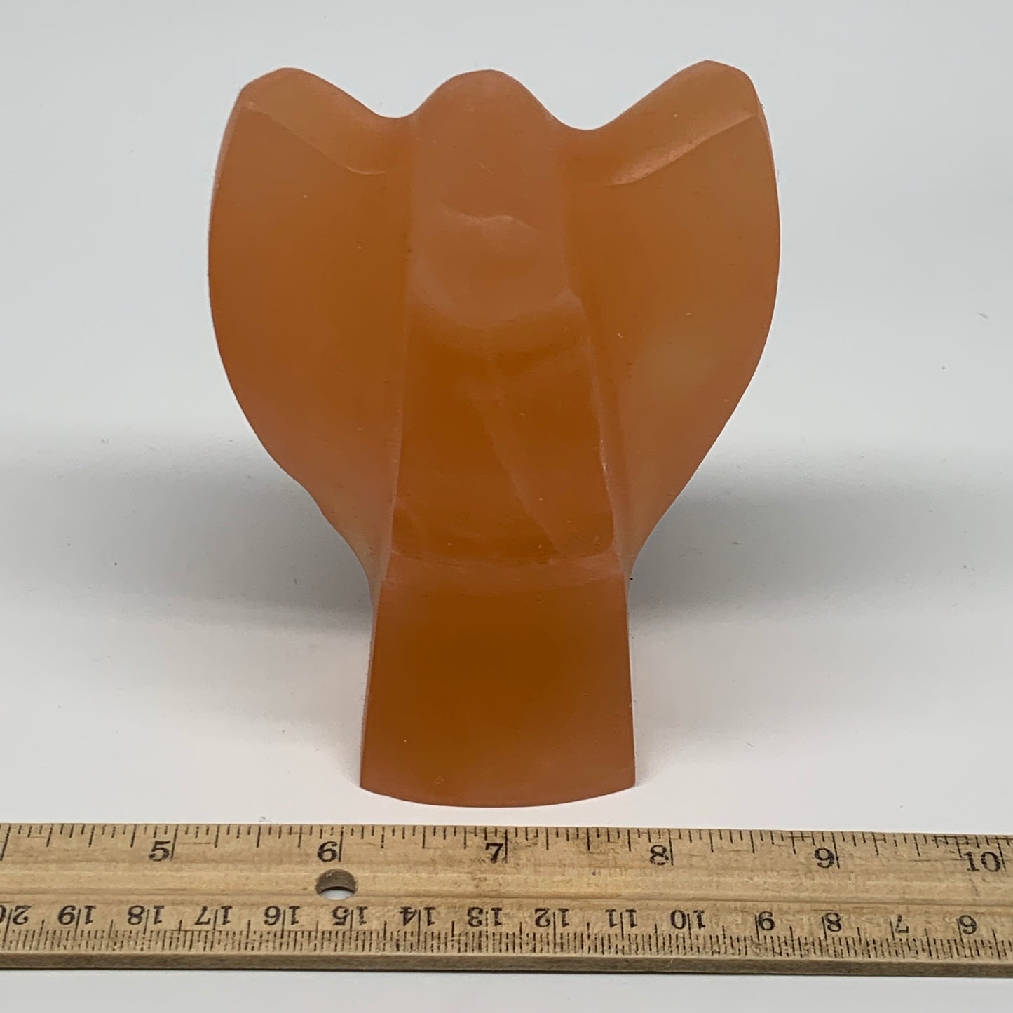 606g, 4.5"x3.3"x2.3" Orange Selenite (Satin Spar) Angel Crystal @Morocco,B9411