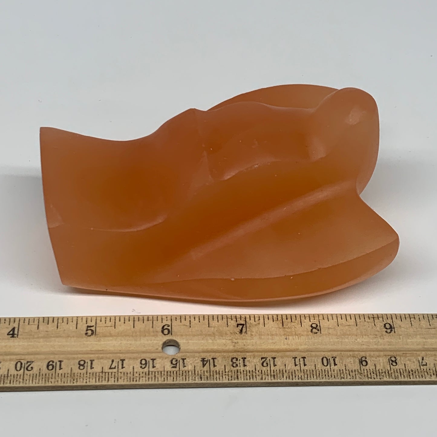 606g, 4.5"x3.3"x2.3" Orange Selenite (Satin Spar) Angel Crystal @Morocco,B9411