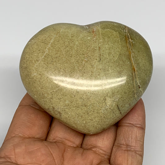 155.7g,2.4"x2.8"x1.3", Green Opal Heart Polished Gemstone @Madagascar, B17586