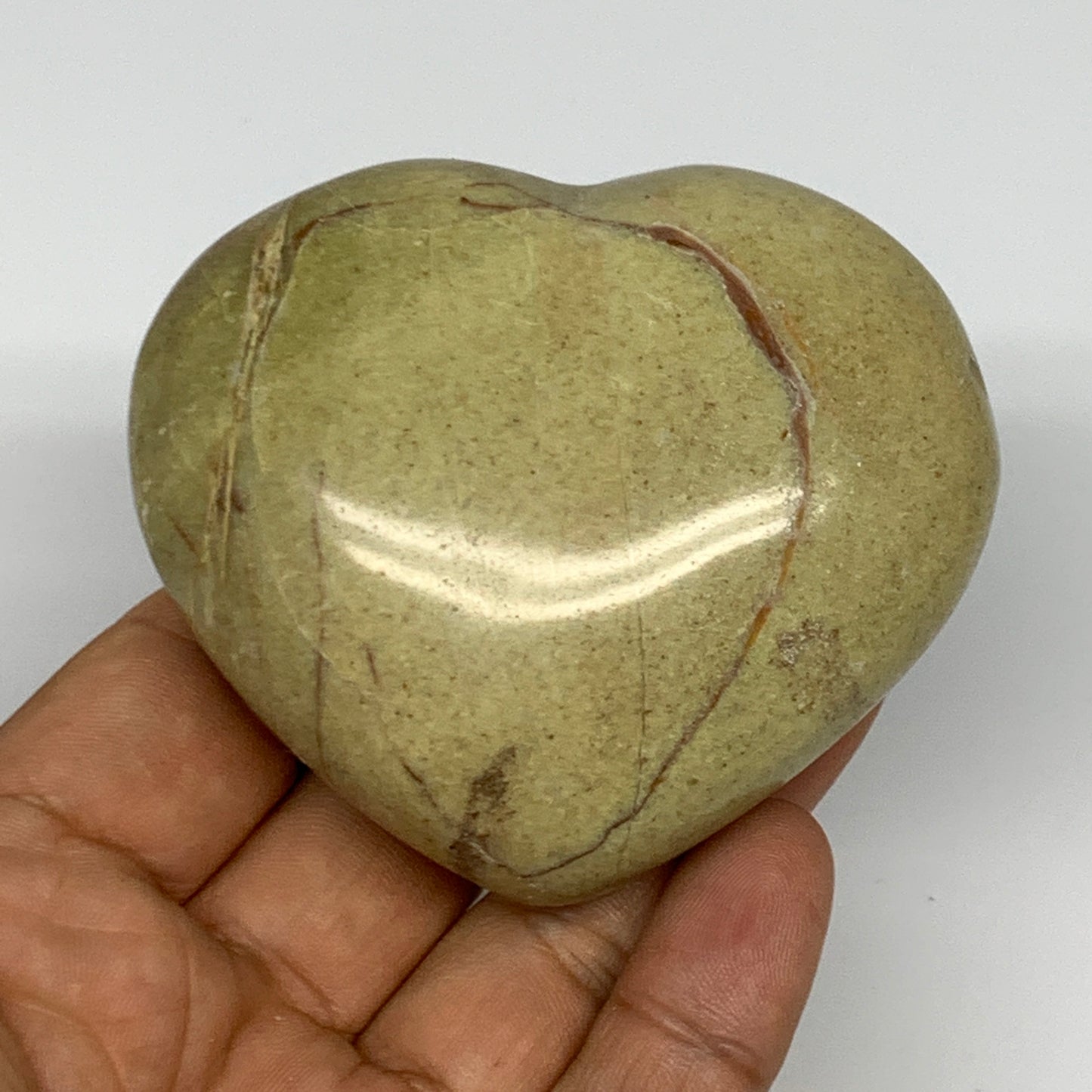155.7g,2.4"x2.8"x1.3", Green Opal Heart Polished Gemstone @Madagascar, B17586