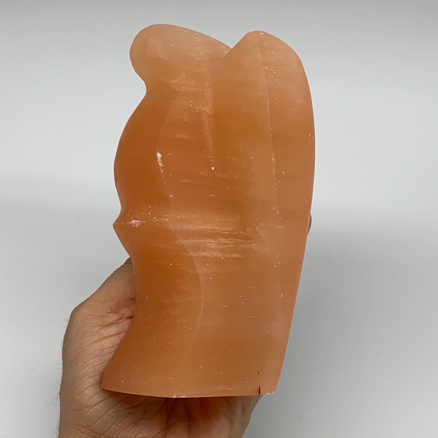 826g, 5.3"x3.4"x2.5" Orange Selenite (Satin Spar) Angel Crystal @Morocco,B9412