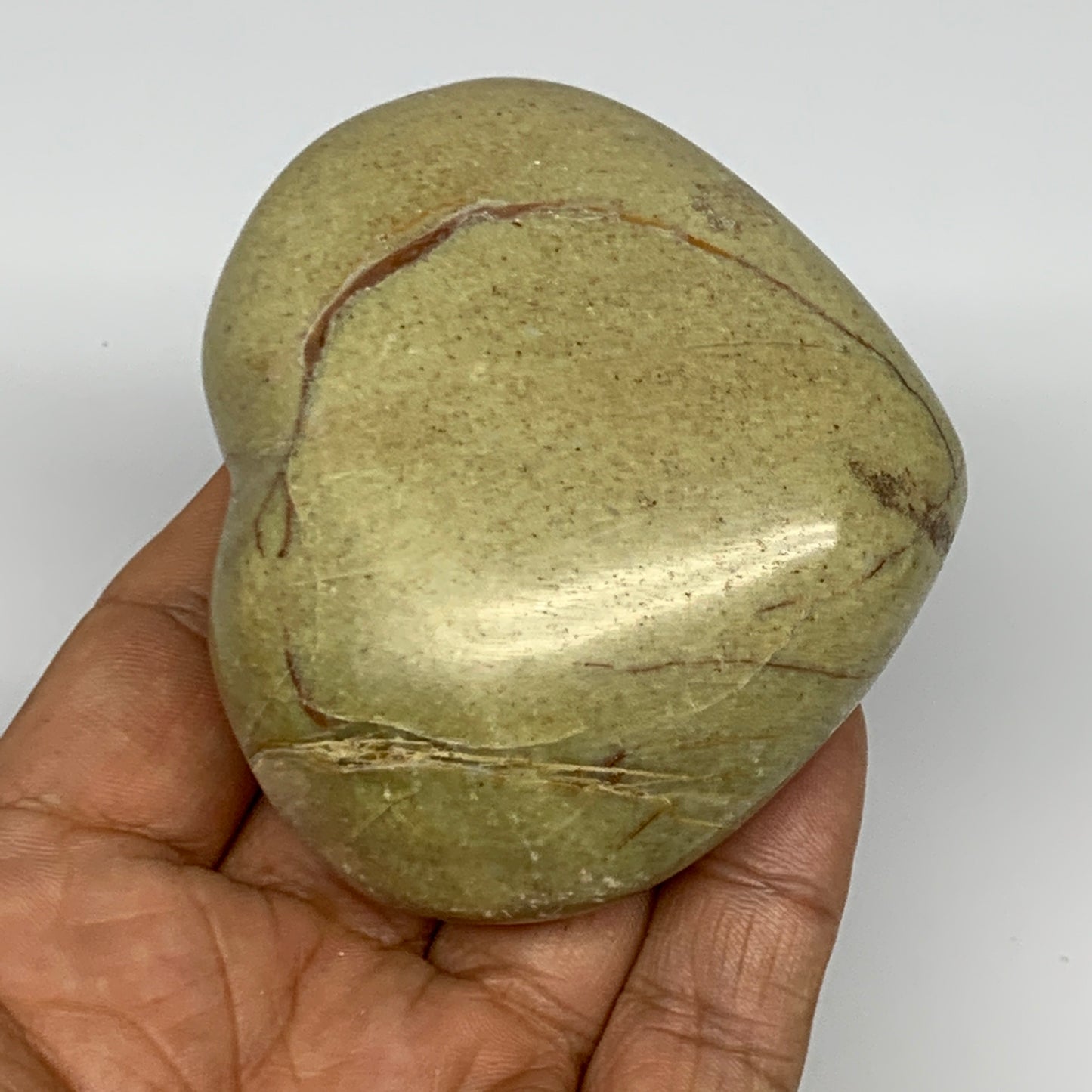 155.7g,2.4"x2.8"x1.3", Green Opal Heart Polished Gemstone @Madagascar, B17586