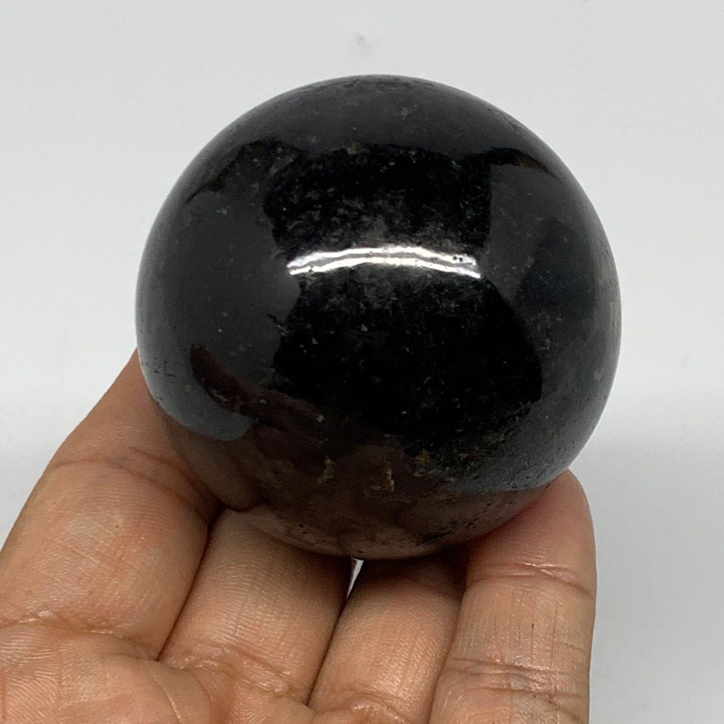 249.1g,2.1"(54mm), Natural Black Tourmaline Sphere Ball Gemstone @Brazil,B22393