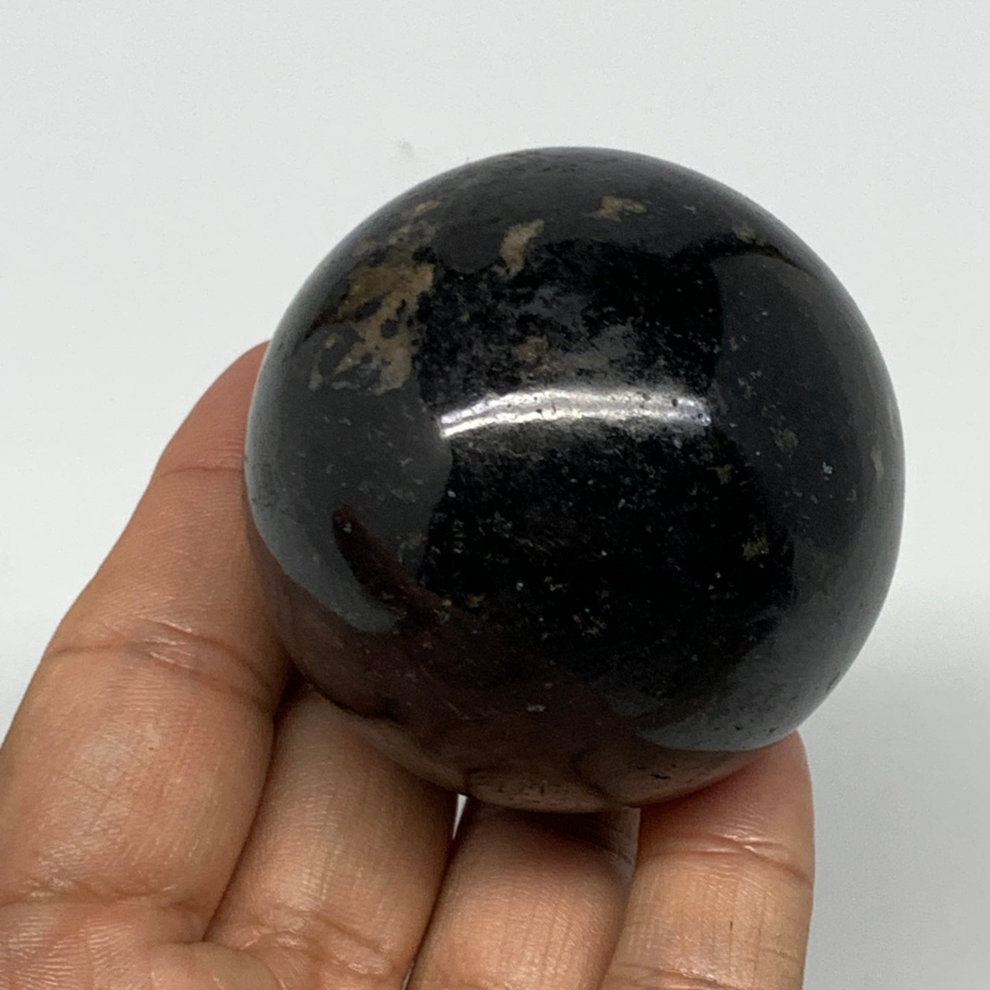 249.1g,2.1"(54mm), Natural Black Tourmaline Sphere Ball Gemstone @Brazil,B22393