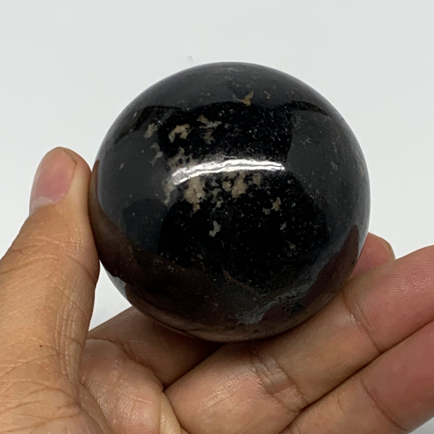 249.1g,2.1"(54mm), Natural Black Tourmaline Sphere Ball Gemstone @Brazil,B22393