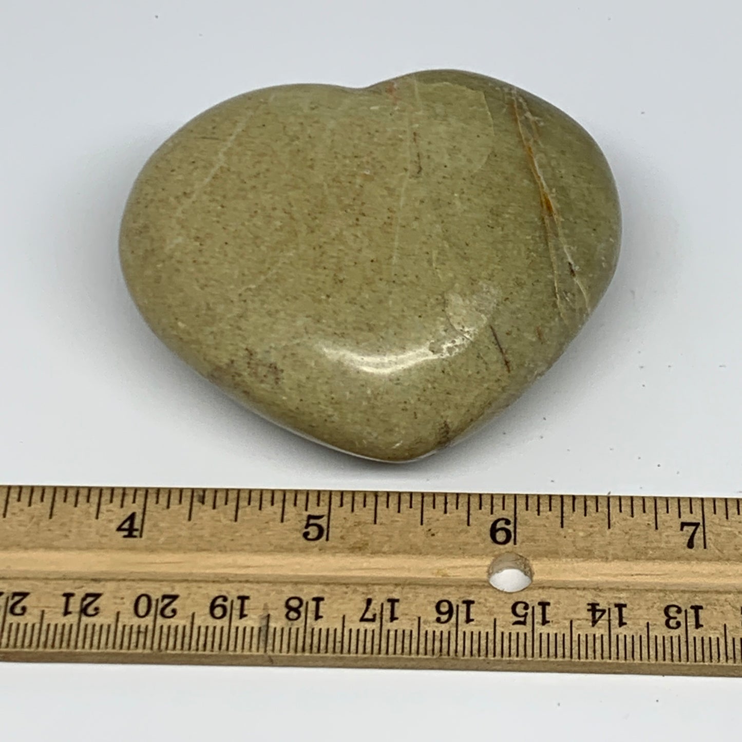 155.7g,2.4"x2.8"x1.3", Green Opal Heart Polished Gemstone @Madagascar, B17586