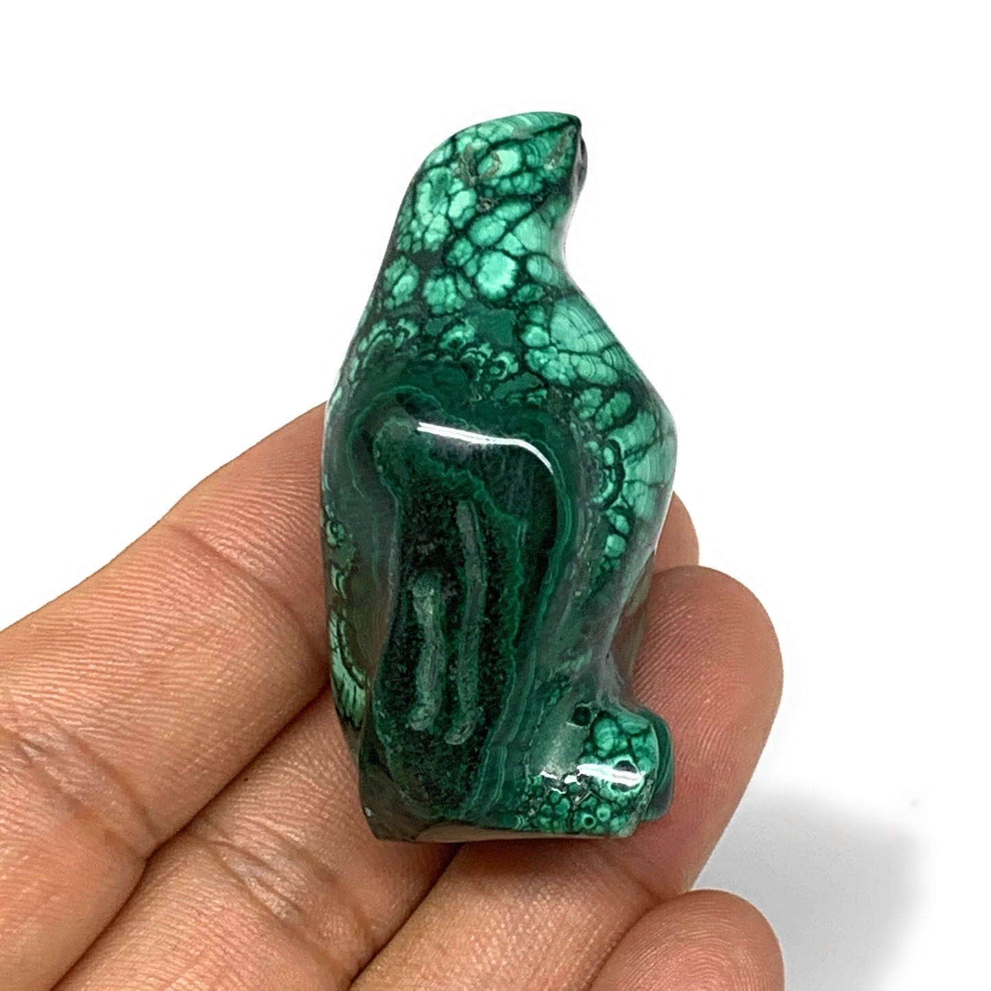 66.6g, 1.9"x1.1"x0.9" Natural Solid Malachite Penguin Figurine @Congo, B7390