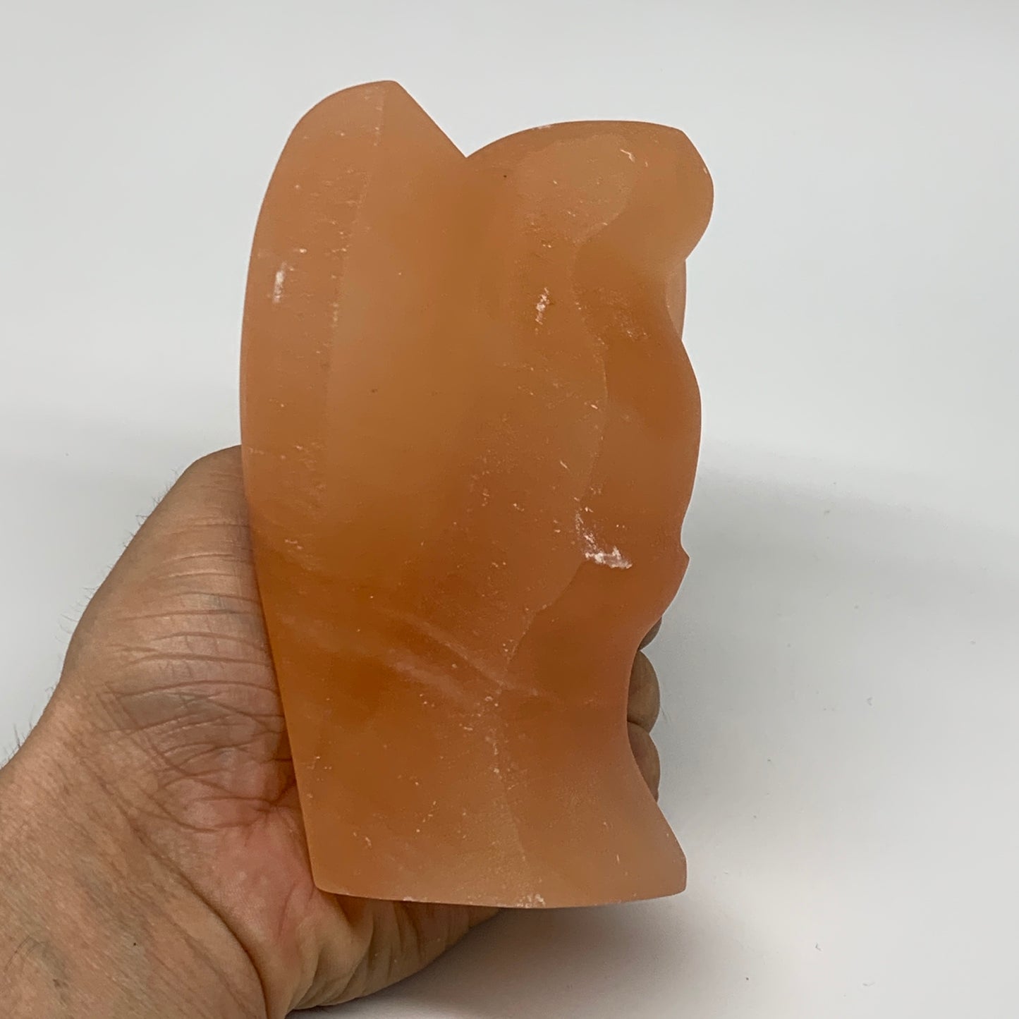 776g, 4.9"x3.8"x2.5" Orange Selenite (Satin Spar) Angel Crystal @Morocco,B9413