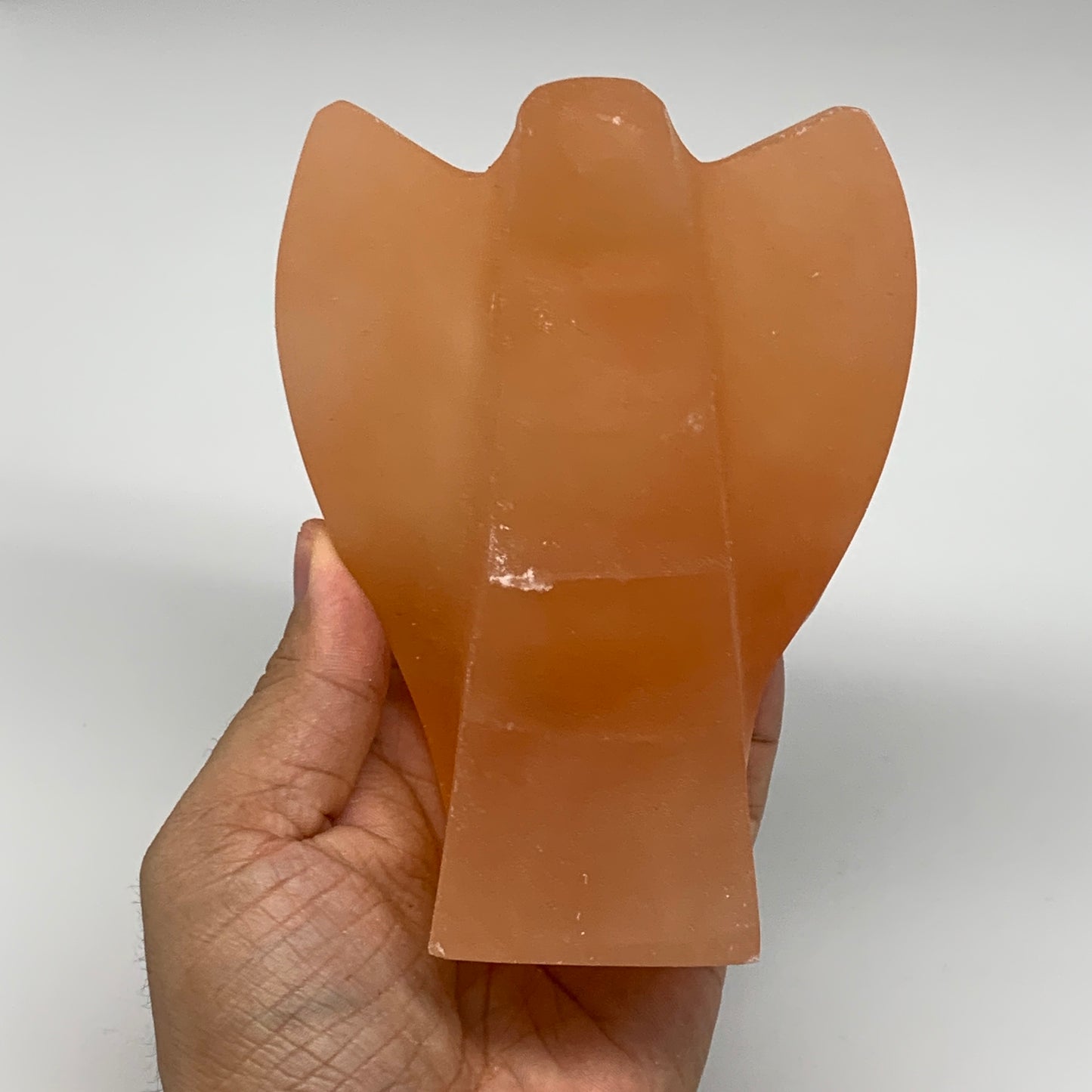 776g, 4.9"x3.8"x2.5" Orange Selenite (Satin Spar) Angel Crystal @Morocco,B9413