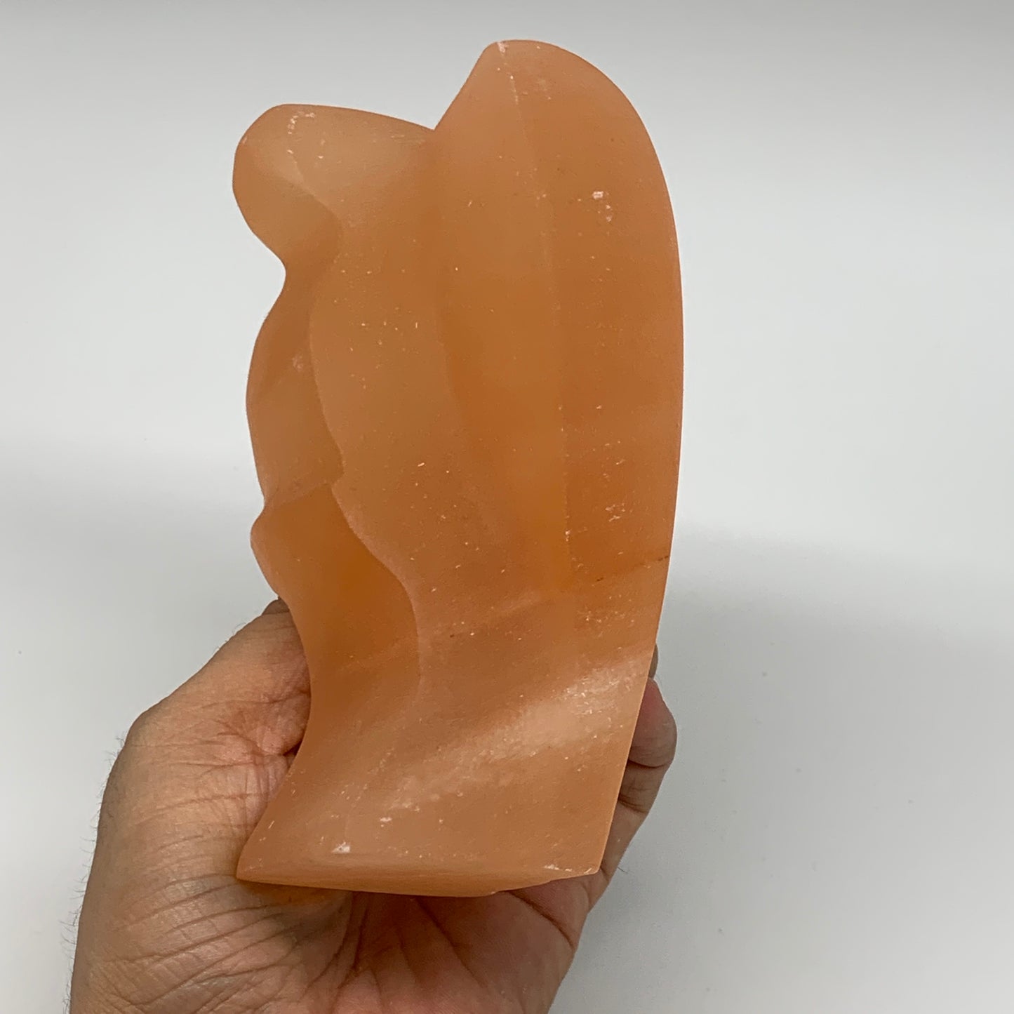 776g, 4.9"x3.8"x2.5" Orange Selenite (Satin Spar) Angel Crystal @Morocco,B9413