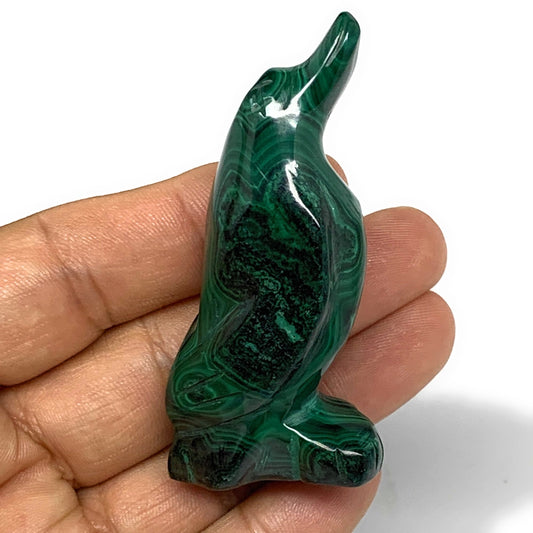 61.7g, 2.5"x1.2"x0.8" Natural Solid Malachite Penguin Figurine @Congo, B7394