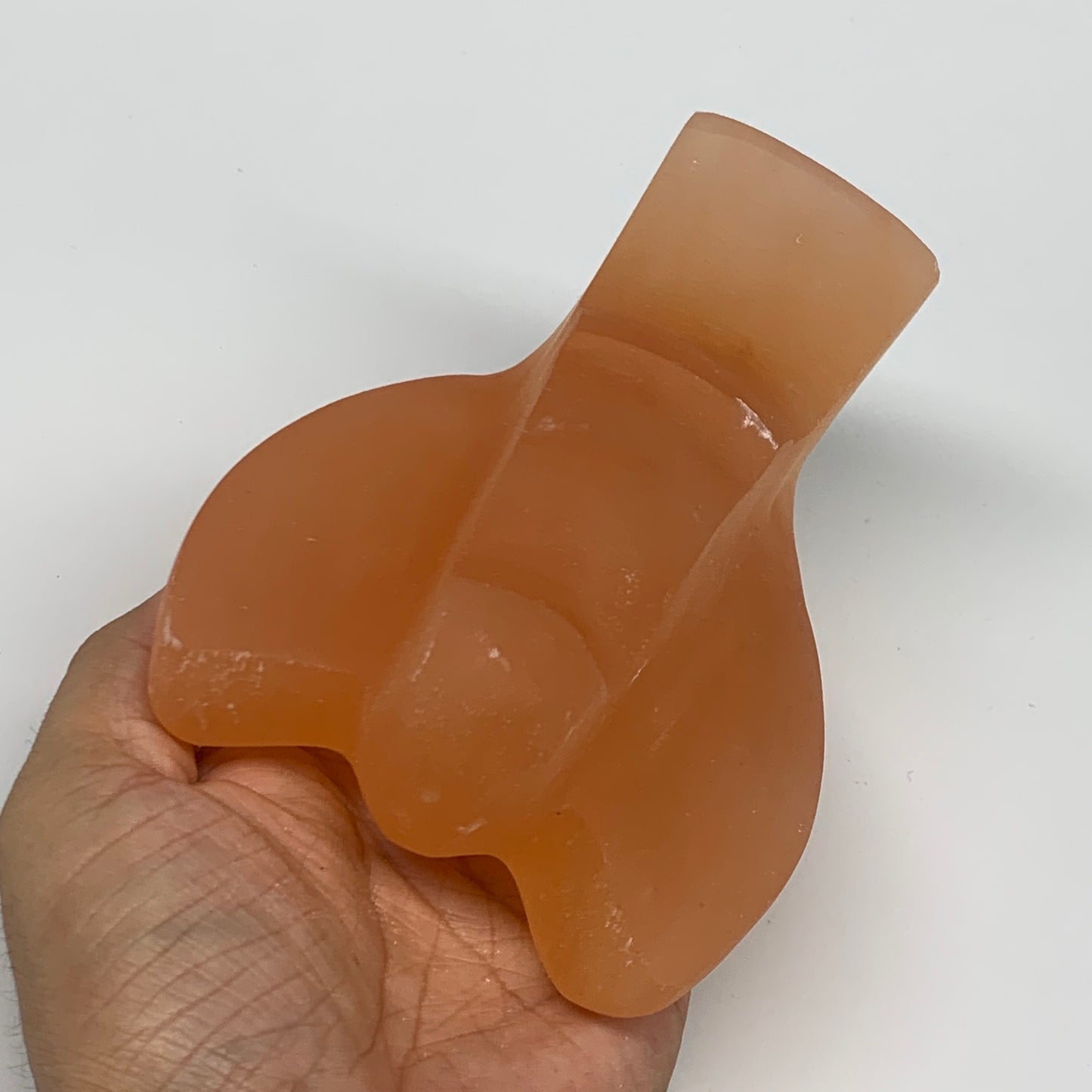 776g, 4.9"x3.8"x2.5" Orange Selenite (Satin Spar) Angel Crystal @Morocco,B9413