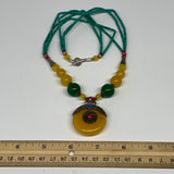 1pc, Turkmen Necklace Afghan Antique Tribal Synthetic Amber & Turquoise Beaded,