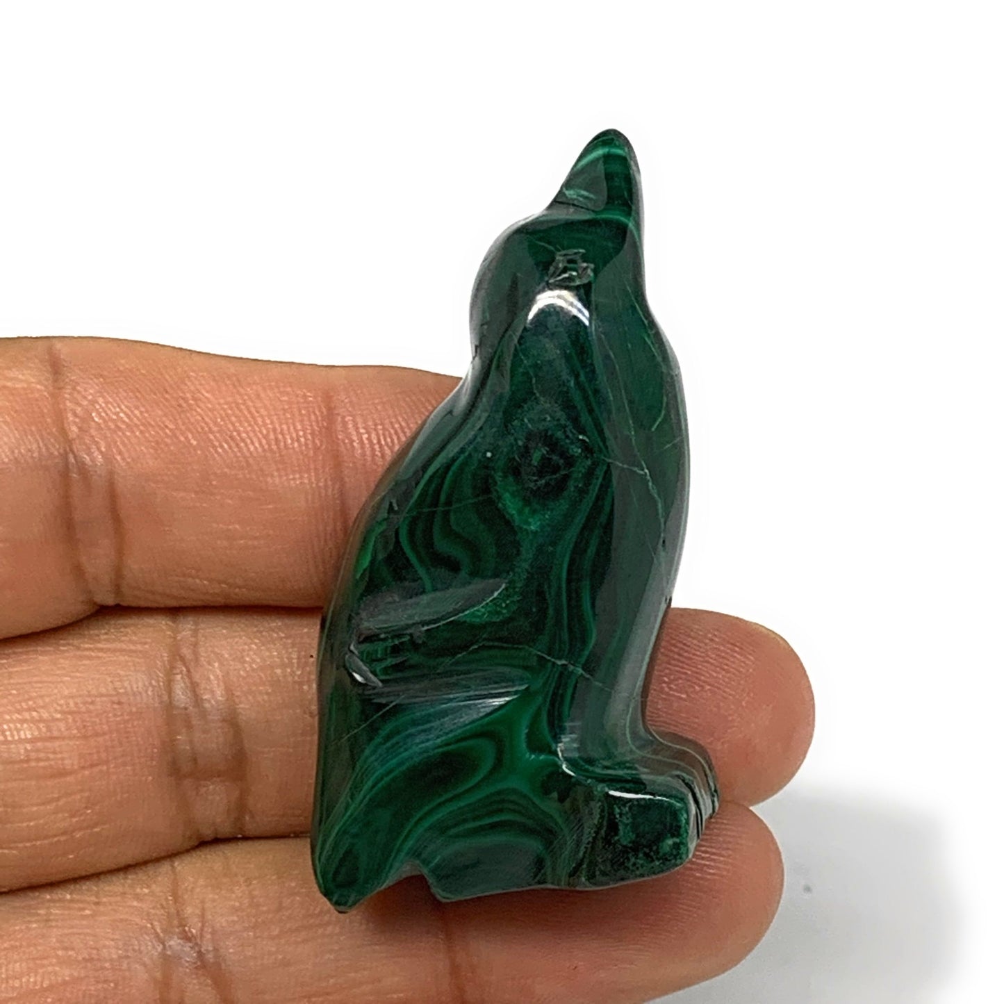47.6g, 1.9"x1"x0.8" Natural Solid Malachite Penguin Figurine @Congo, B7398
