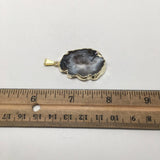 41.5 Cts Agate Druzy Slice Geode Gold Plated Pendant Handmade from Brazil,Bp866