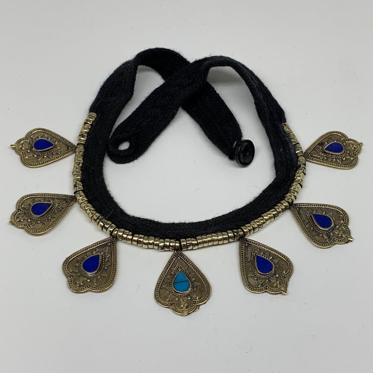 Turkmen Choker Vintage Afghan Kuchi Tribal Blue Lapis Lazuli Inlay Choker Neckla