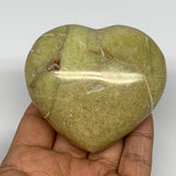 193.1g,2.6"x2.9"x1.4", Green Opal Heart Polished Gemstone @Madagascar, B17588