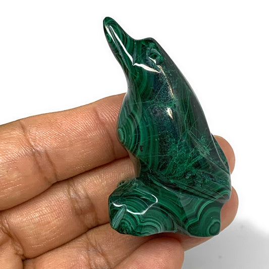65.4g, 2"x1.2"x0.9" Natural Solid Malachite Penguin Figurine @Congo, B7405