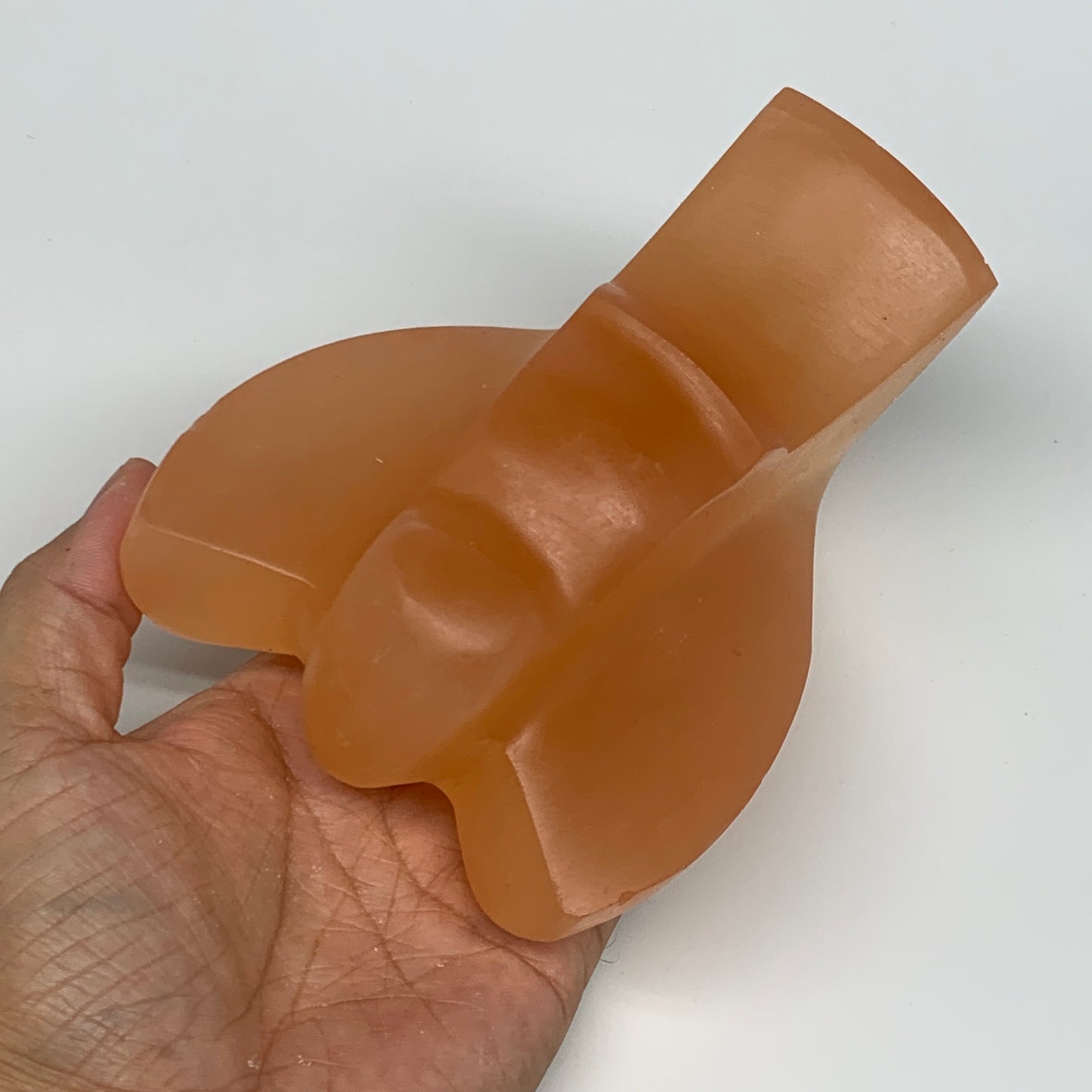 1038g, 5.3"x4"x2.9" Orange Selenite (Satin Spar) Angel Crystal @Morocco,B9414